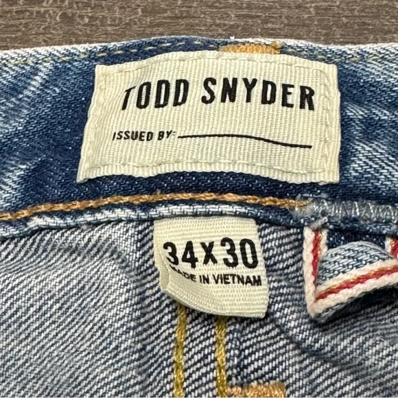 Todd Snyder Selvedge Straight Fit Distressed Blue Jeans Denim Men’s 34 X 20
